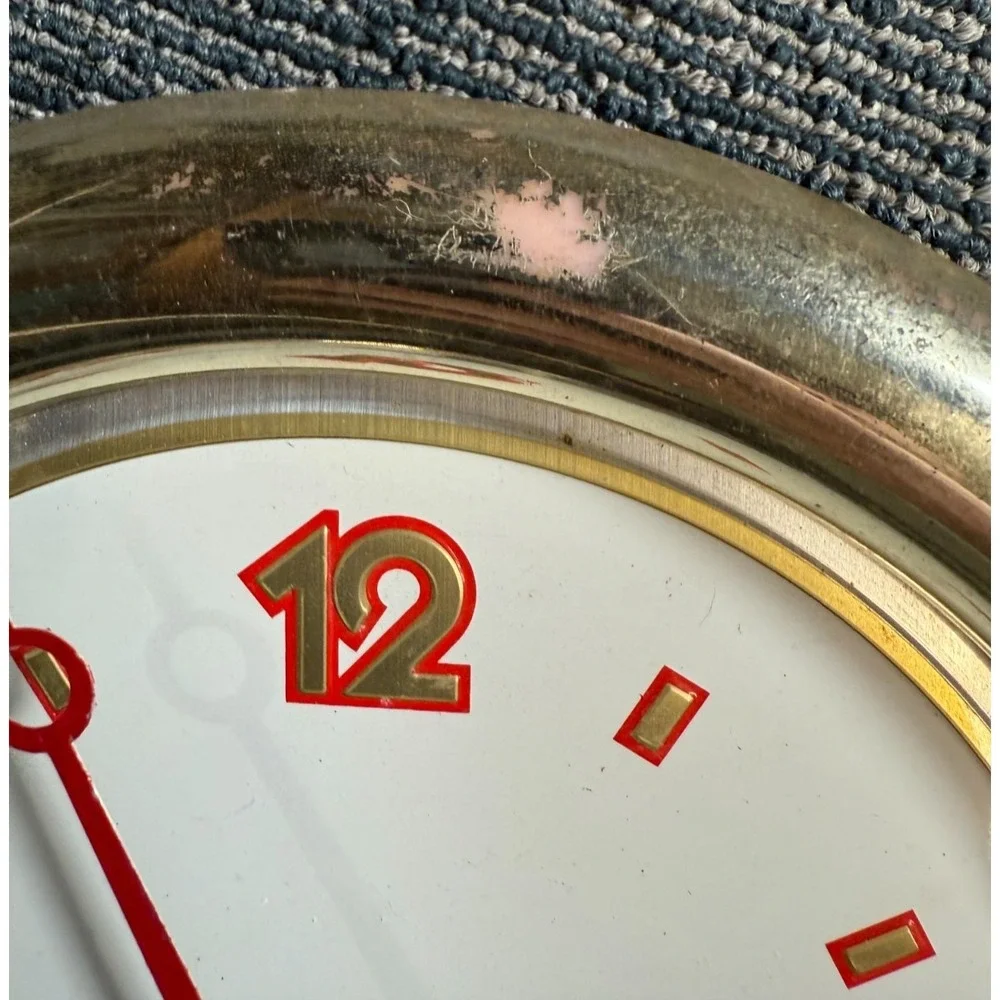 Vtg Heineken Beer Bar wall clock Working Gold Tone red hands